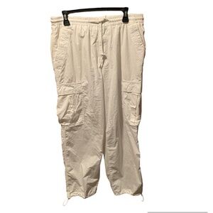 Zara Women's Pull On Cargo Pants in White Large